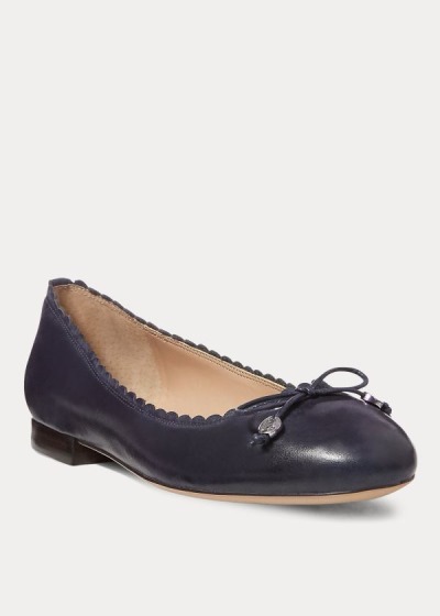 Women's Ralph Lauren Glennie Leather Flat Shoes | 946703AIX